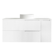 Noosa 1200mm Satin White Wall Hung Single Vanity with Solid Surface Countertop